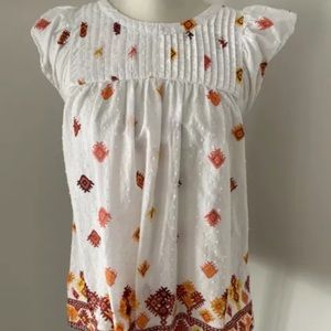 LOFT Outlet White Cotton Embroidered Tank Size XS